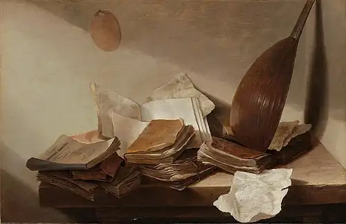 Still life with books and a lute, 1628, Rijksmuseum, Amsterdam.