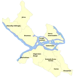 Map of the districts of Stockholm