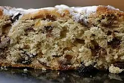 A stollen, close up detail