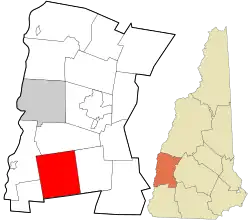 Location in Sullivan County and the state of New Hampshire.
