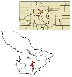 Location of the Town of Breckenridge in Summit County, Colorado