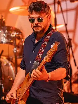 Quinn performing with Supergrass in 2021