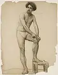 Study of Male Nude, 1897 in Conté crayon