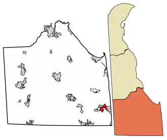 Location of Ocean View in Sussex County, Delaware.