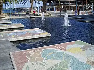 Fountains in front of Swan Bells