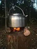 Kettle on a swedish torch.