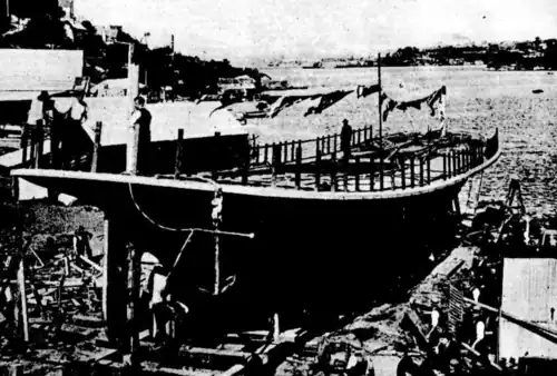 Launch day, 7 August 1902 at Dunn Brothers yard, Berry's Bay in North Sydney