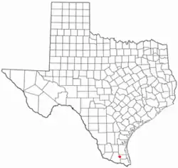 Location of Lasara, Texas