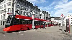 Stadler Tango light rail operating as S21 service at St. Gallen Marktplatz station