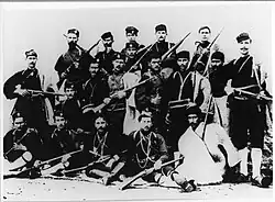 Tellos Agras (seated middle) with his band.