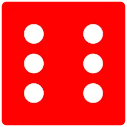 A die showing 6 pips