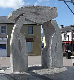 The Hands of Peace, 1989. Market Square, Cavan town. Many of Stuart's later works combine imagery of dolmens and praying hands.[34][35][36]