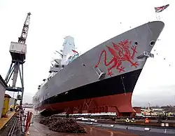 Welsh Dragon painted on the bow of HMS Dragon (D35)