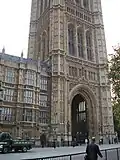 A view of the tower from across Abingdon Street, in front of the Jewel Tower