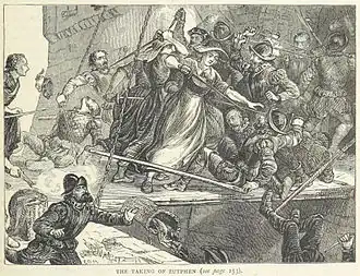 The disguised English soldiers take the sconce, from a Victorian book