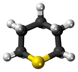 Ball-and-stick model of the thiane molecule