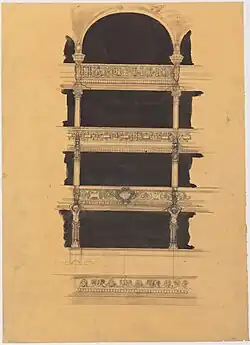 Elevation of the rear galleries