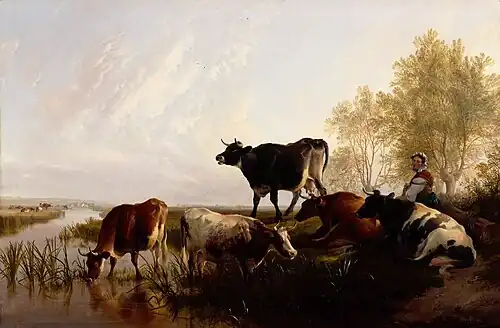 Milking Time in the Meadows by Thomas Sidney Cooper