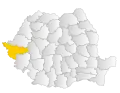 Map of Romania highlighting Timiș County