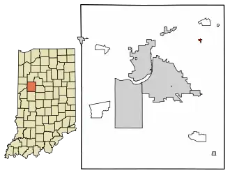 Location of Buck Creek in Tippecanoe County, Indiana.