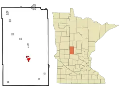 Location of Long Prairie within Todd County and state of Minnesota