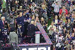 Image 49Tom Brady with the Vince Lombardi Trophy following Super Bowl LI, 6 February 2017 (from 2010s in culture)