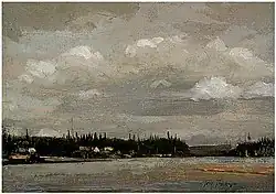 View Over a Lake: Shore with Houses, Summer 1912 or 1913. Sketch. National Gallery of Canada, Ottawa