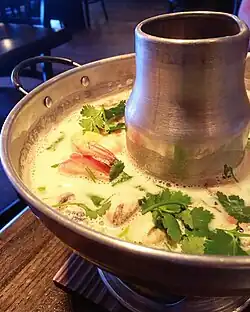 Tom kha kai at a restaurant