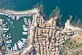 Top-down aerial of the old town of Saint-Tropez