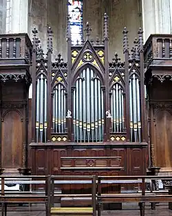 The choir organ, set in the midst of the choir stalls