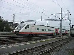 VR Class Sm3 (Pendolino) train waiting at the Oulu railway station.