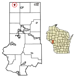 Location of Eleva in Trempealeau County, Wisconsin.