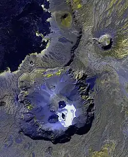 Satellite image of Trou au Natron via Advanced Spaceborne Thermal Emission and Reflection Radiometer (ASTER)