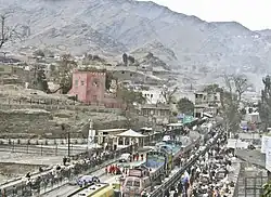 Trucks crossing into Pakistan's Khyber Pakhtunkhwa at Torkham in 2011