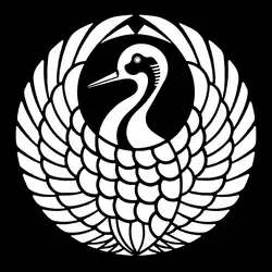 Crane crest of the Mori clan (similar to Japan Airlines)