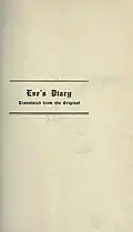 "Eve's Diary", page 1 Harper & Brothers, New York, London, 1906