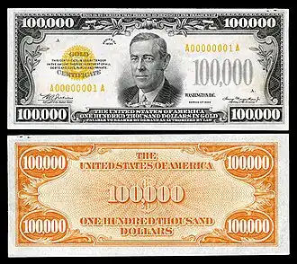 1934 US $100,000 bill