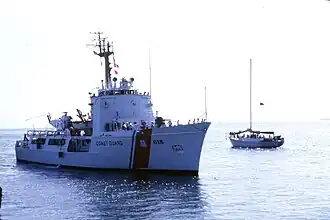 A U.S. Coast Guard vessel in Key West during the Mariel boatlift