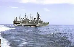 Image 77HMAS Hobart refuels from a US Navy tanker during Operation Sea Dragon off Vietnam in 1967. (from History of the Royal Australian Navy)