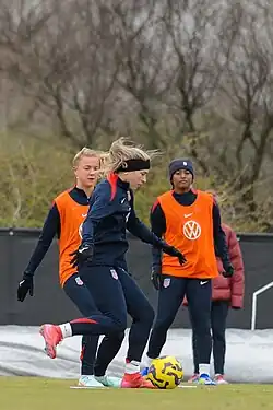 Shaw training with the USWNT ahead of the 2025 SheBelieves Cup in Houston, February 2025