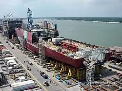 USS San Antonio during construction at Avondale, 2002