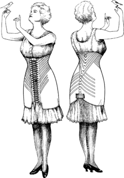 A longline corset which primarily slims the hips and thighs, 1917