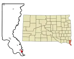 Location in Union County and the state of South Dakota