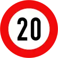 127: Maximum speed limit (20&nbsp;km/h)