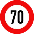 127: Maximum speed limit (70&nbsp;km/h)