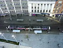 The tram stop seen from the Nottingham Eye ferris wheel