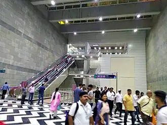 Escalators in interchange floor.