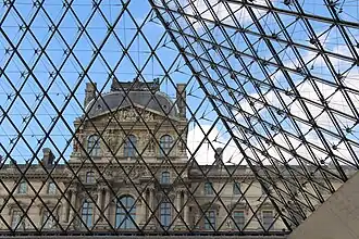 The pavillon Richelieu seen through the pyramid