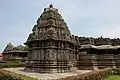 View of the front left shrine with rear shrine in the background in the Veeranarayana temple at Belavadi