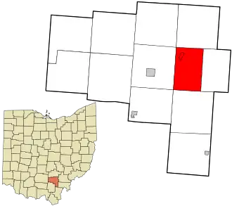 Location in Vinton County and the state of Ohio.